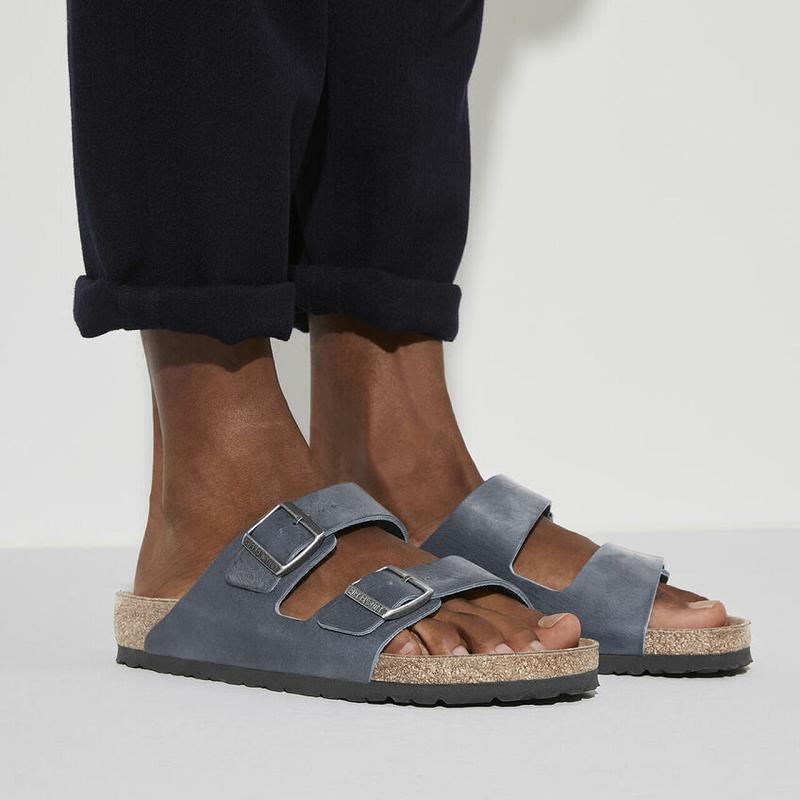 Birkenstock Natural Læder Arizona Herre Grå | DK 244EBC